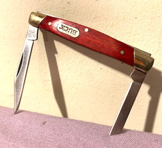 Genuine BUCK 375 Deuce 2 Blade Red Wood Handle Folding Pocket Knife -- New Other