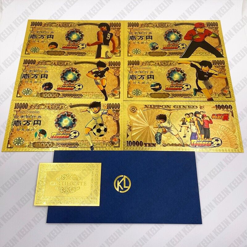 5pcs Japanese Anime Gold Banknote Football Card As Kids Gift