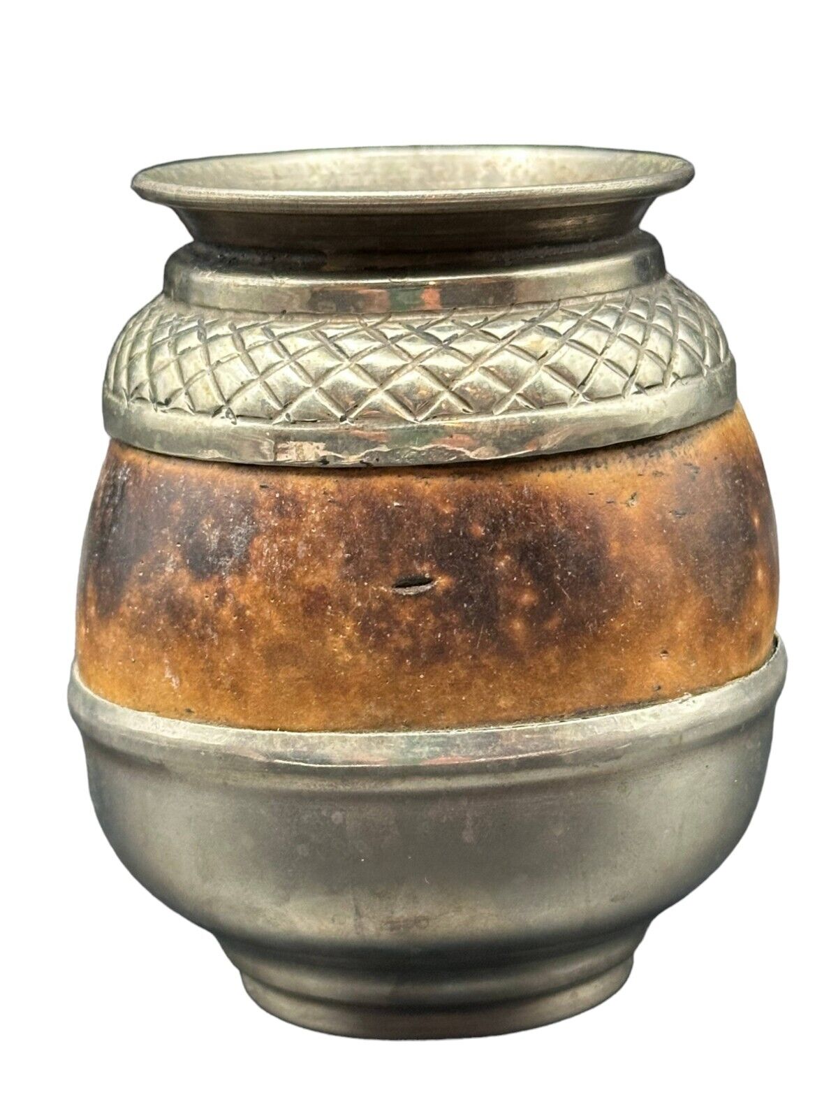 Antique Vintage Silver Yerba Alpaca Gourd Cup