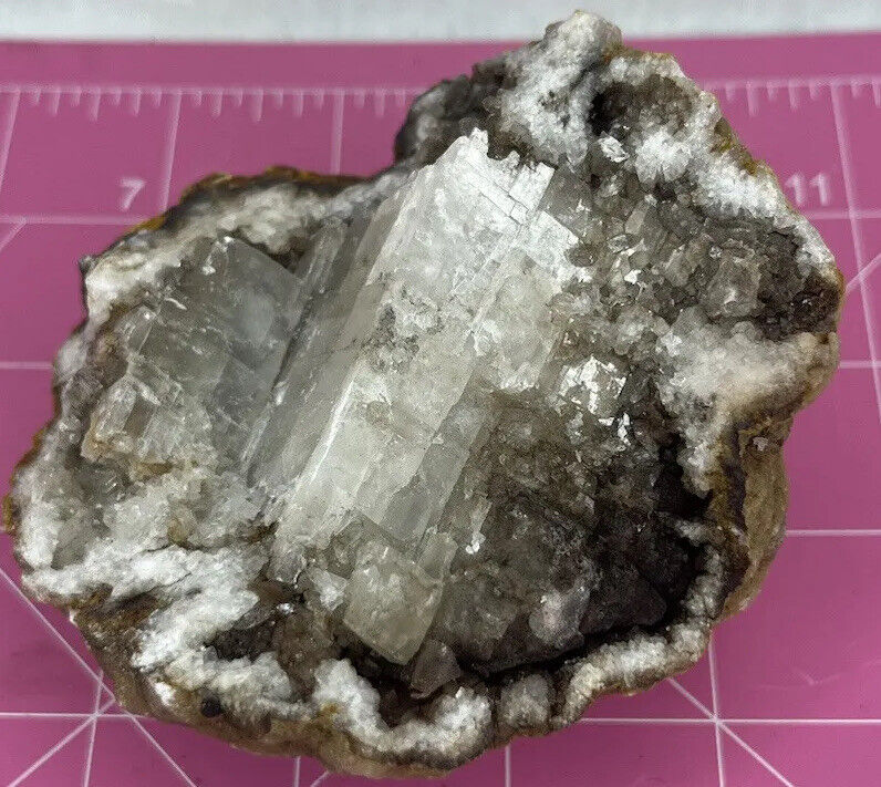 Unique Awesome SELENITE GYPSYM CLEAR Quartz Calcite Faceted Geode RARE Smokey