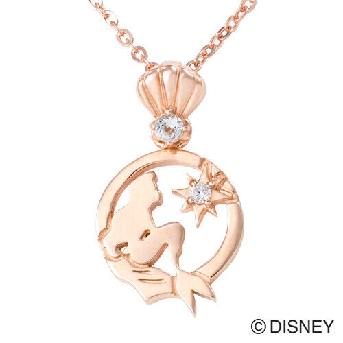 White clover Disney Series Little Mermaid Necklace Pink Gold w/Box Gift