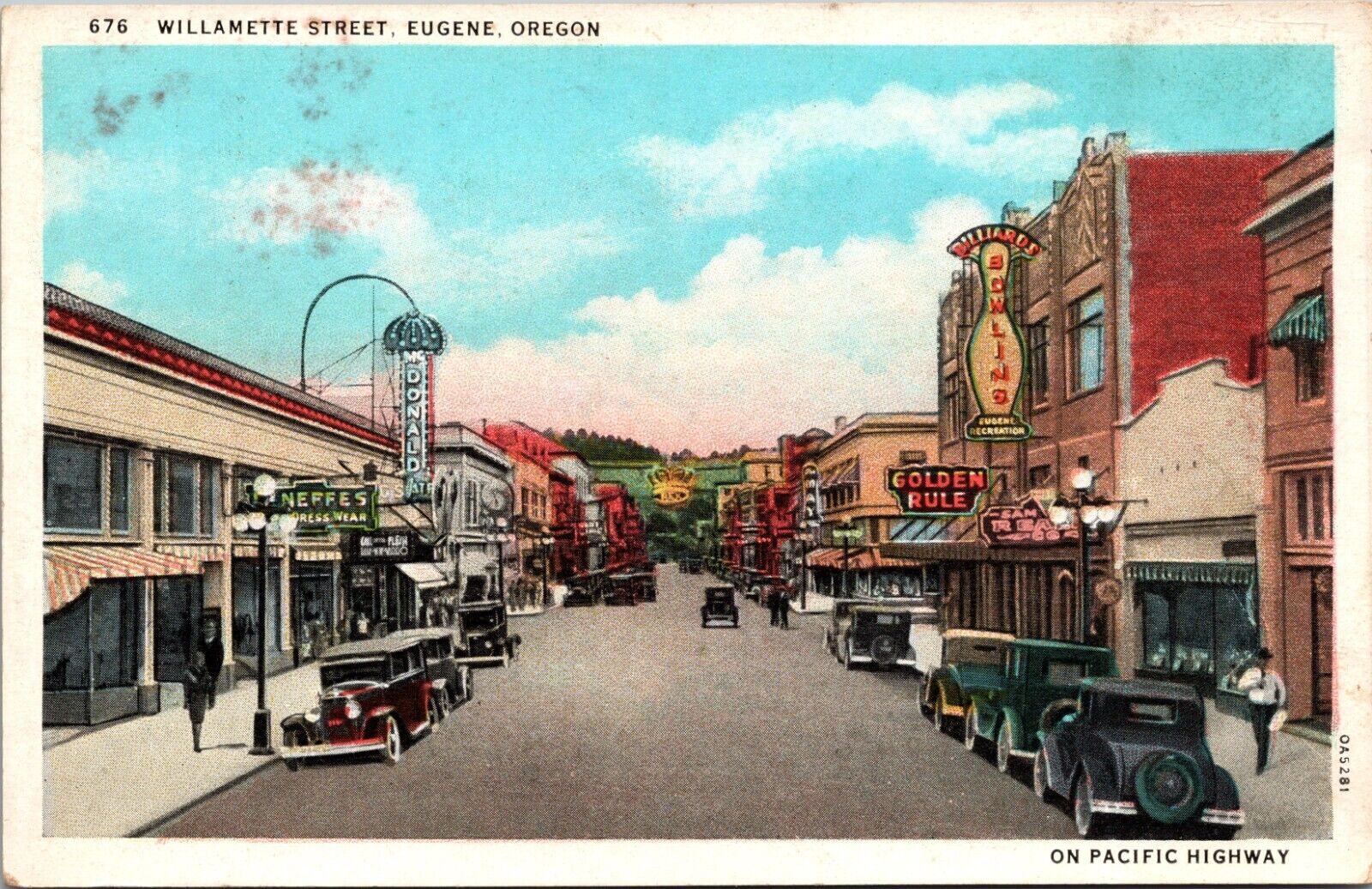 Vintage Eugene Oregon OR Willamette Street Photo Postcard