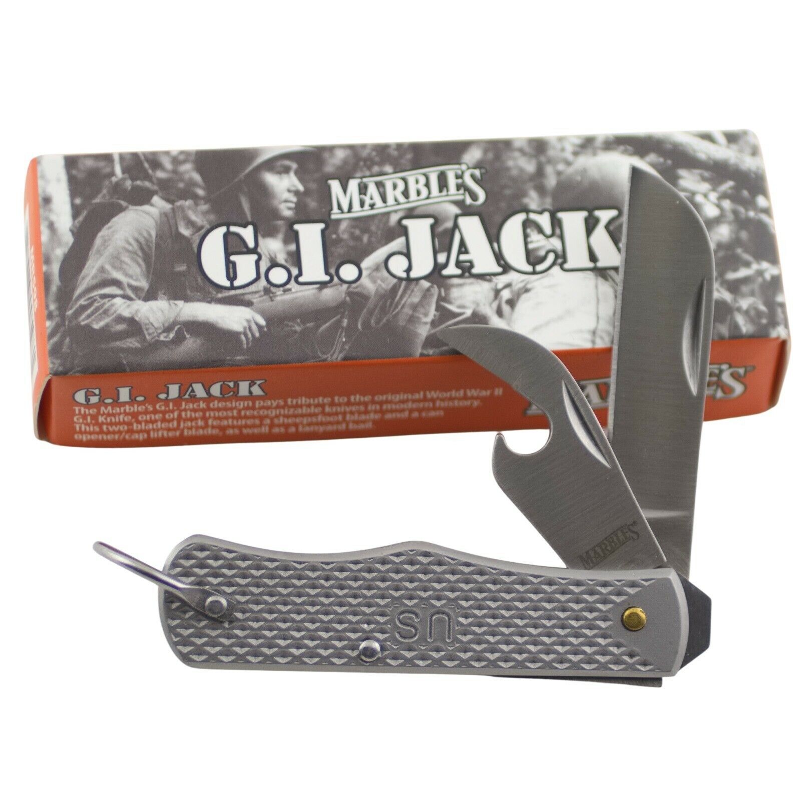 Marbles G.I. Jack Folder Pocket Knife Bail Bottle Can Opener MR598