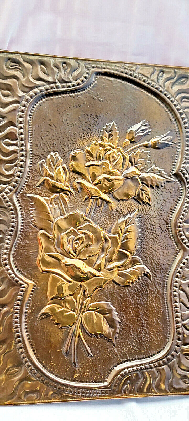 Very Big Flowers Chekanka Ussr Vintage Panno Knocked Stamping Embossed Picture