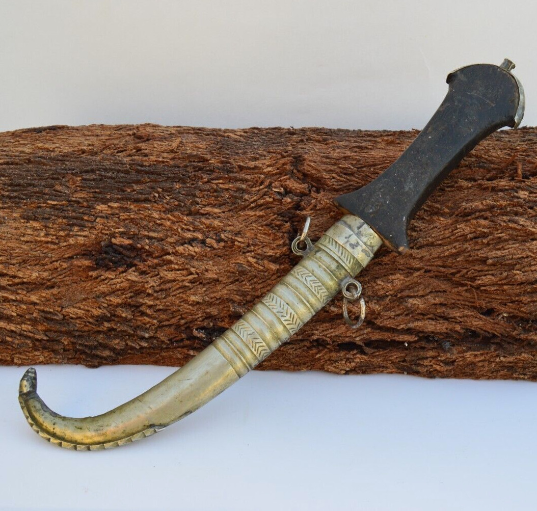 Authentic Vintage Berber Moroccan Khanjar Carved Islamic Dagger Old Tribal Sword