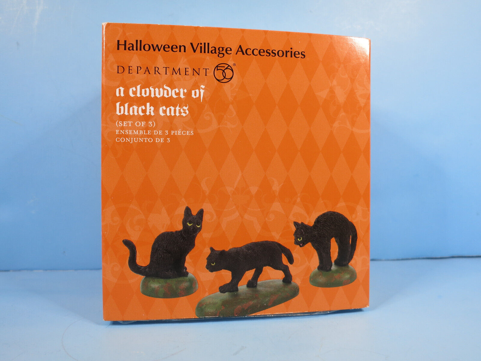 Dept 56-A Clowder Of Black Cats-Set Of 3-Halloween Village Accessories-NIB