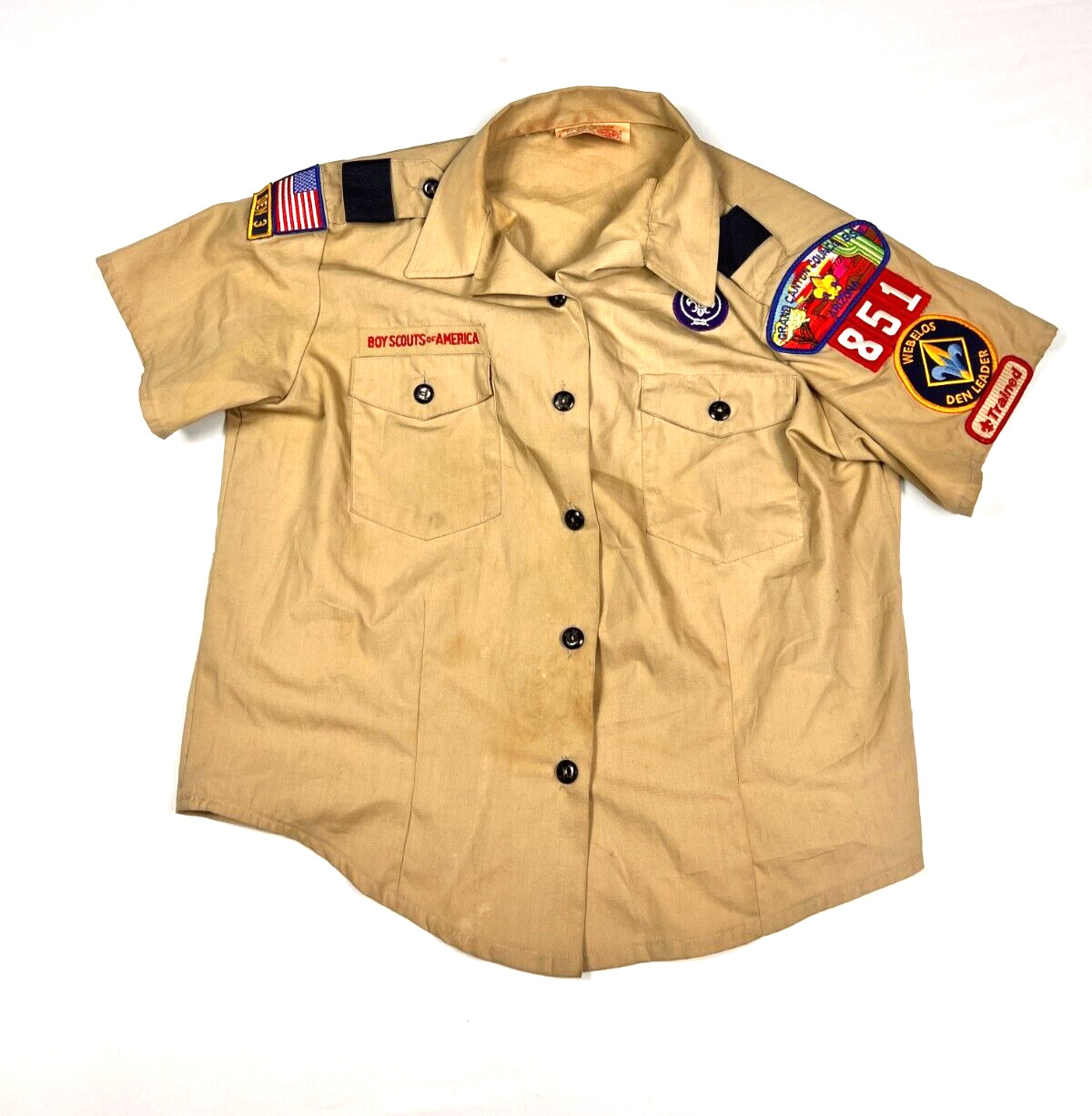 Boy Scout of America Uniform shirt Short Sleeve Beige Poly Cotton Youth 14/16