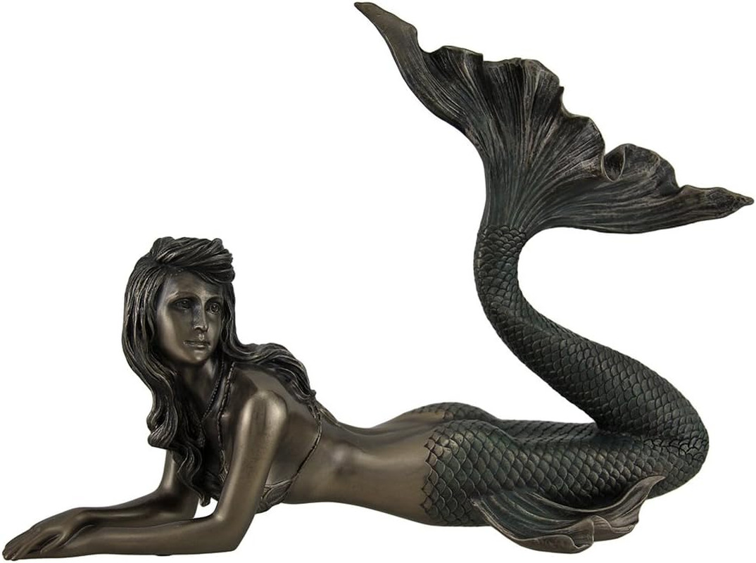 Mermaid Lying down Statue Sculpture Nautical Figurine