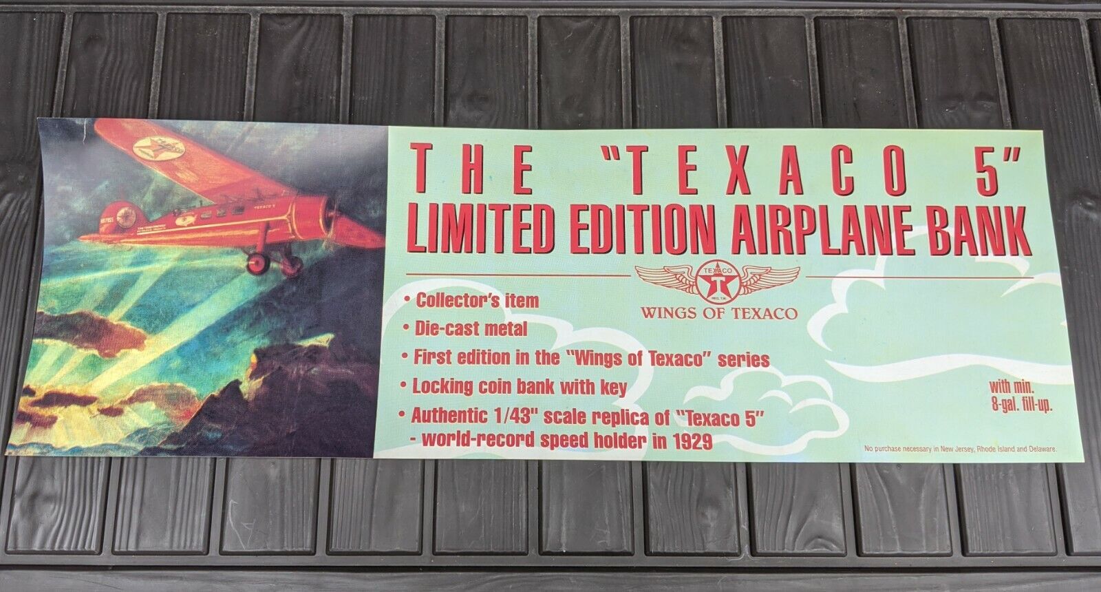 Texaco Promo Gas Station Sign Airplane Bank Diecast Bank