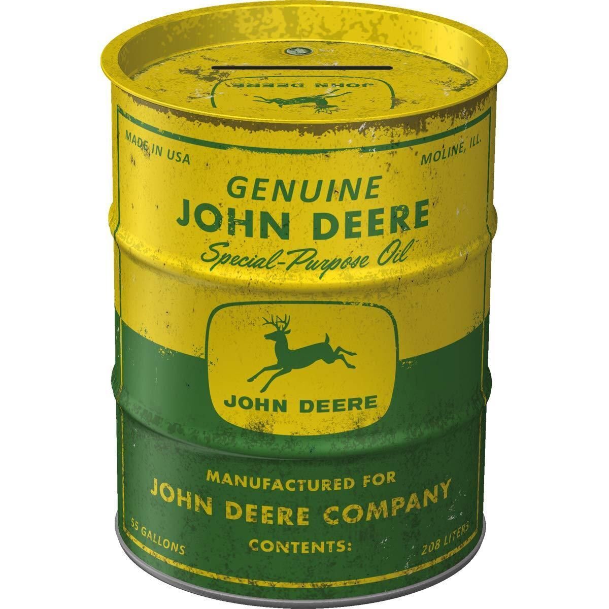 Nostalgic-Art - Metal Money Box Piggy Bank as Oil Barrel - John Deere 