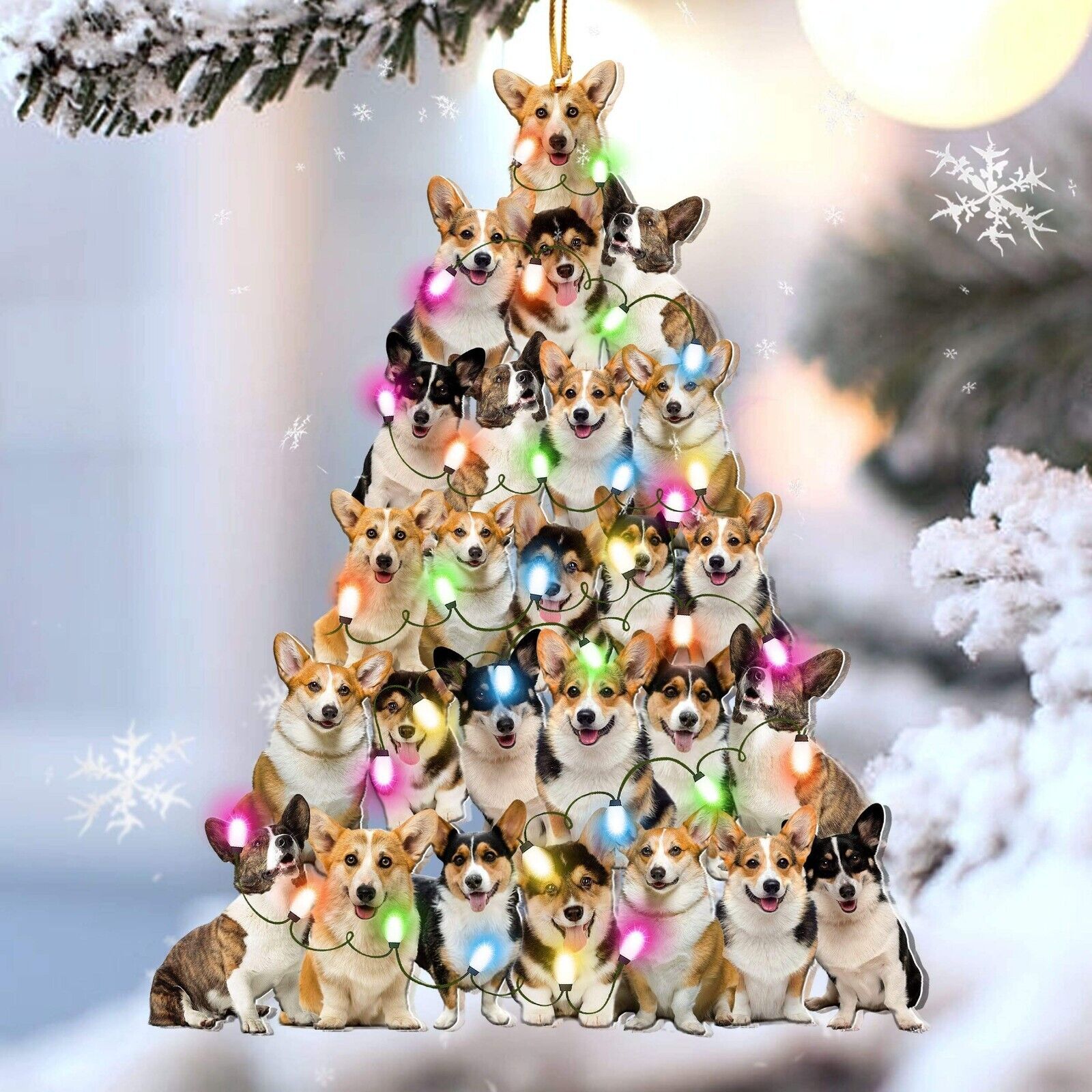 Corgi Dog Christmas Tree Hanging Ornament, Dog Lovers Christmas Gift