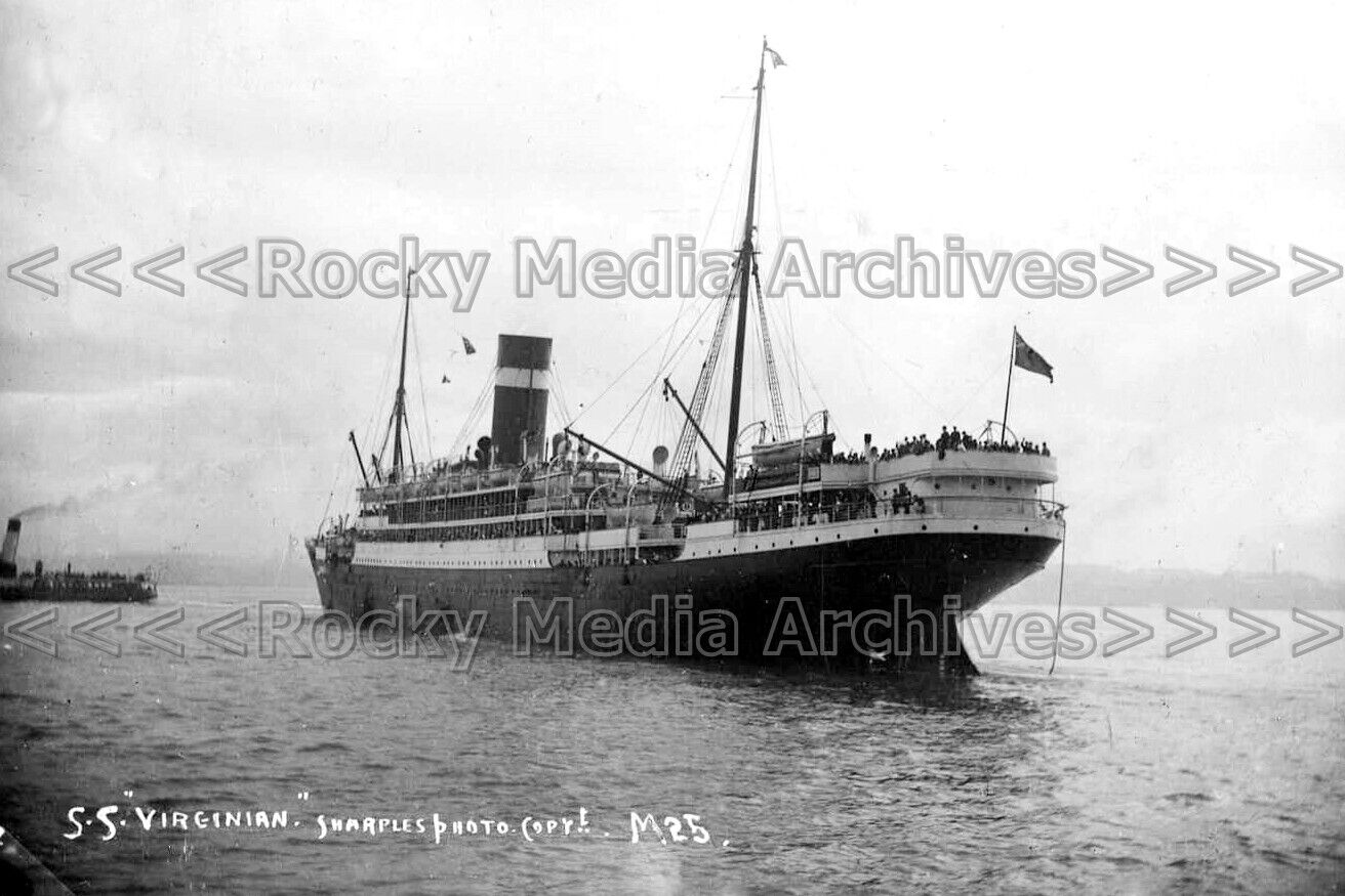 Guu-45 RMS Virginian Allan Line In The Mersey, Liverpool C1910. Photo