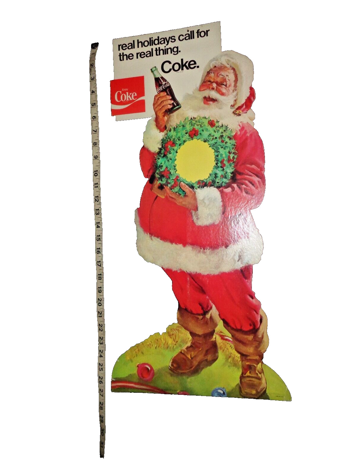 Coca Cola Real Holidays Call For The Real Thing Display Sign Coke Santa Bottle 3