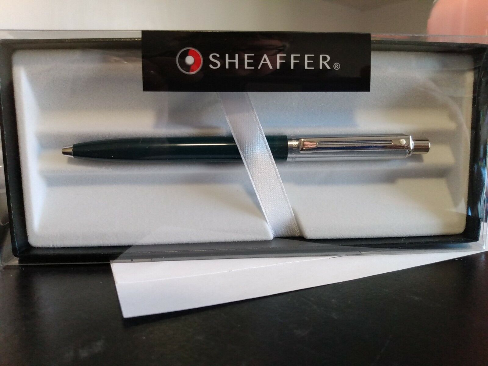 Sheaffer Sentinel Ballpoint Pen Chrome/Green Gift Box Nice Gift