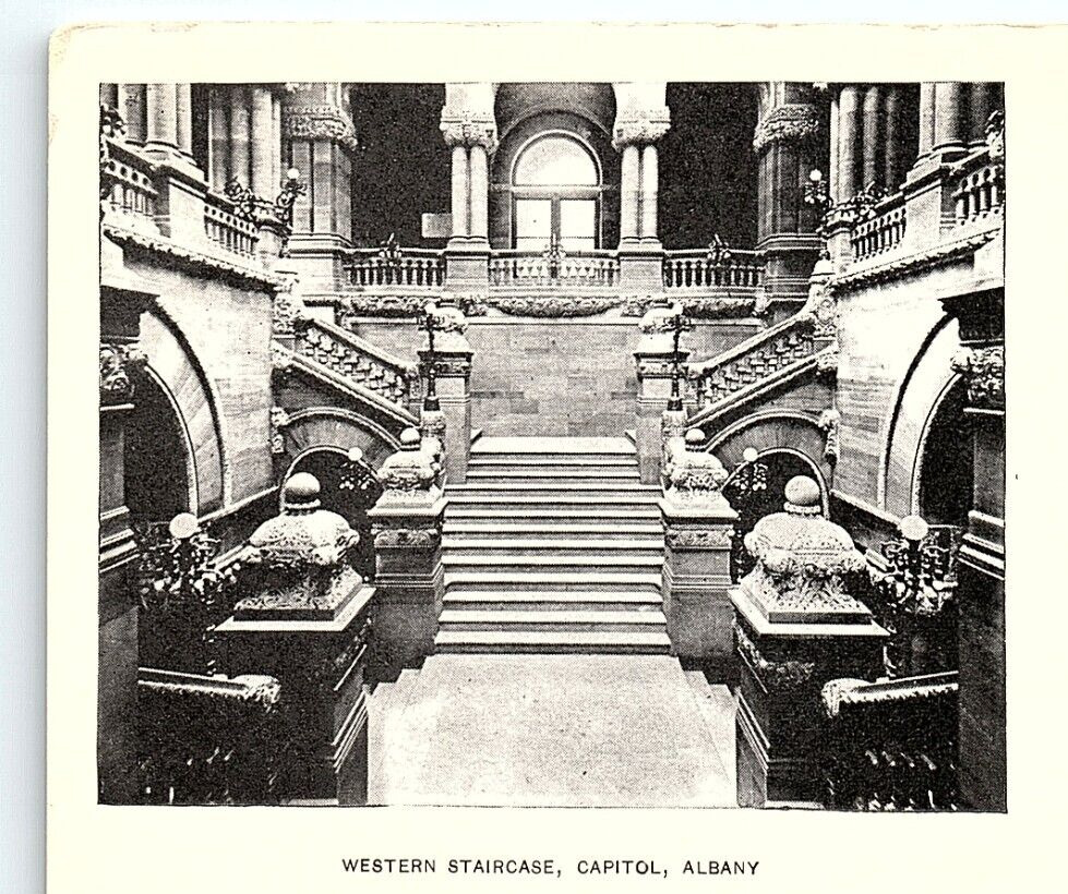 c1900 ALBANY NEW YORK NY WESTERN STAIRCASE CAPITOL UNDIVIDED POSTCARD P2638