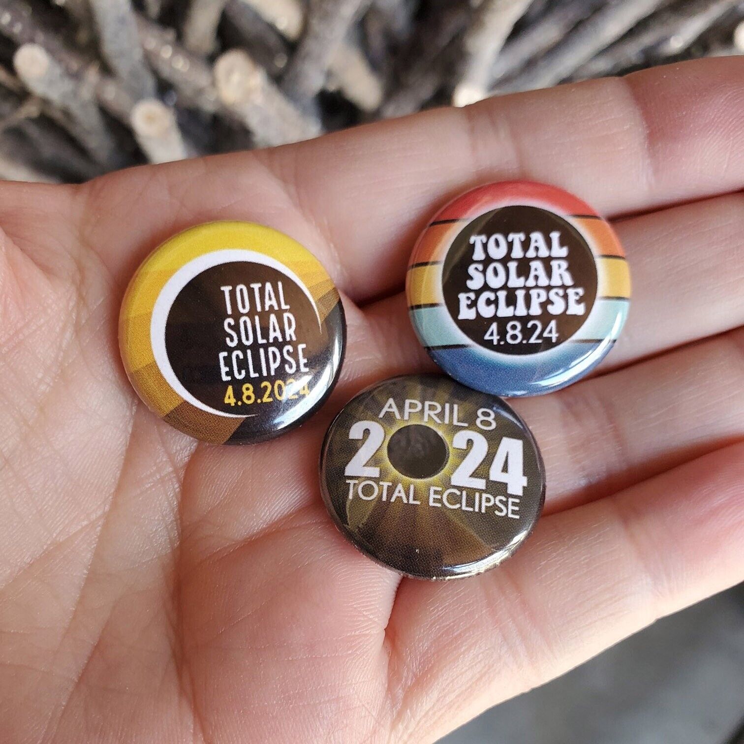 Total Solar Eclipse 2024 Buttons - 3 Pack MINI 1\