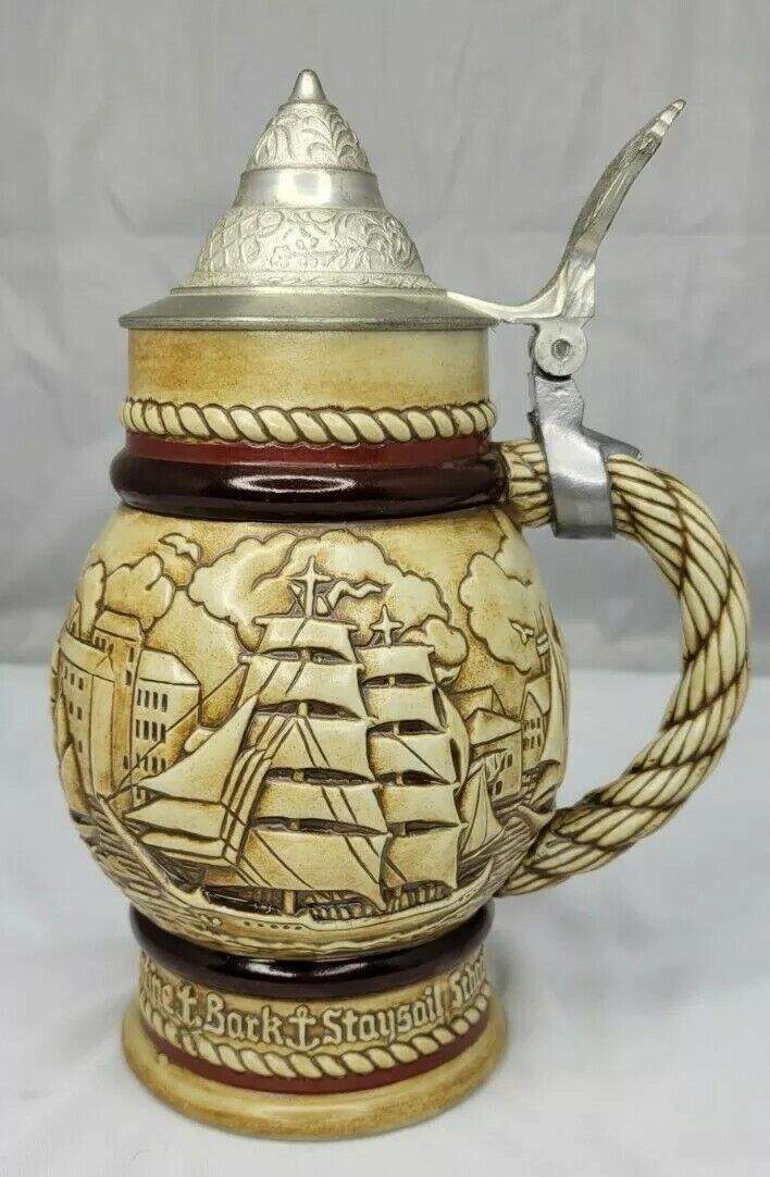 Vintage 1977 Avon Collectible Beer Stein Sailing Nautical Tall Ships #118899