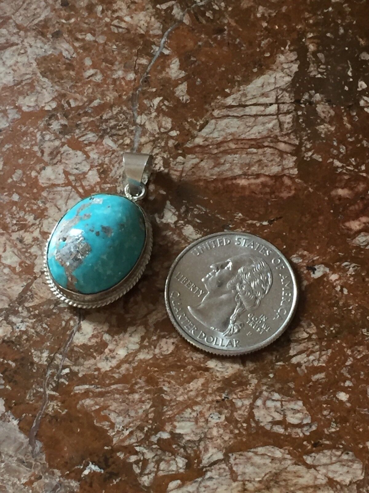 silver and turquoise handmade pendant