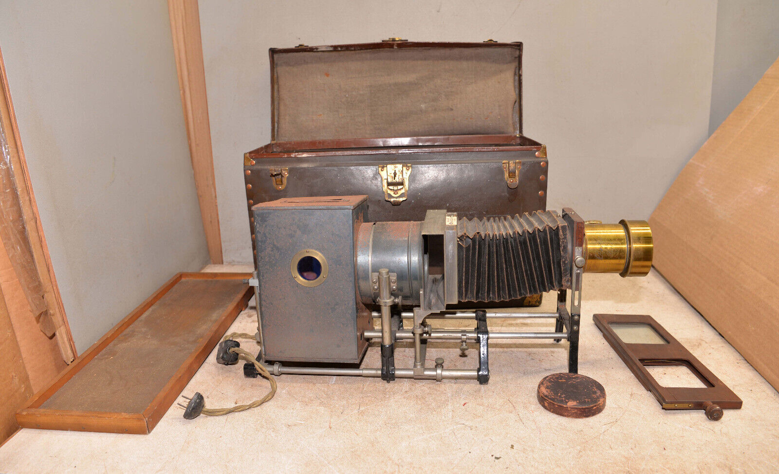 Antique J. B. Colt projector Magic Lantern patent 1854 brass Darlot Paris lens