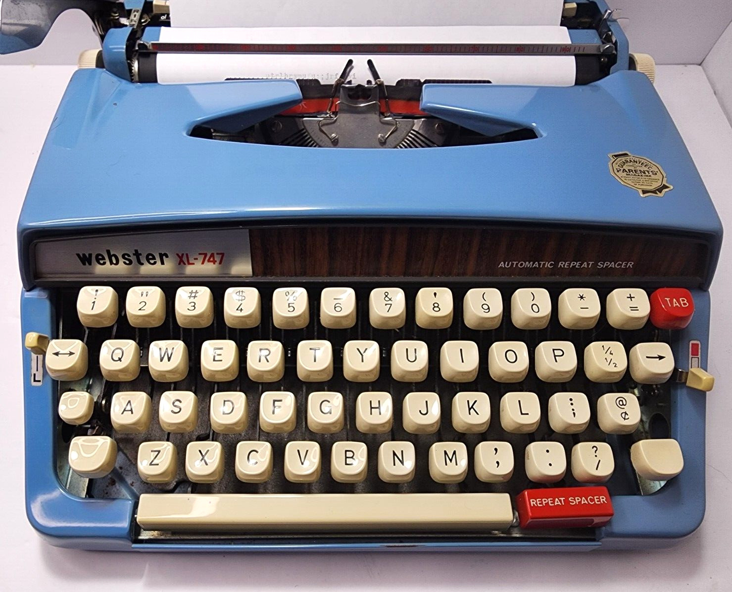Brother Webster XL-747 Portable Typewriter Vintage Blue With Case *TESTED/WORKS*
