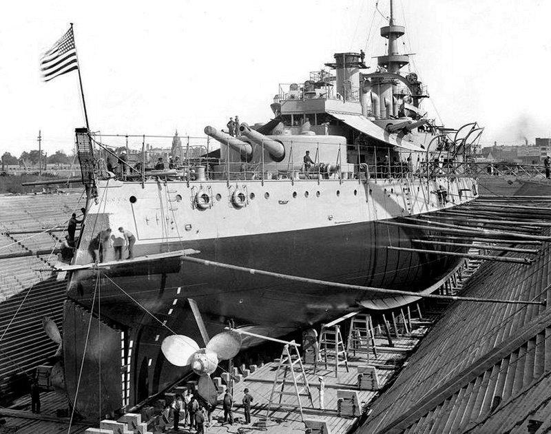 1898 Dry Docked USS OREGON at BROOKLYN NAVY YARD 8.5x11 Photo
