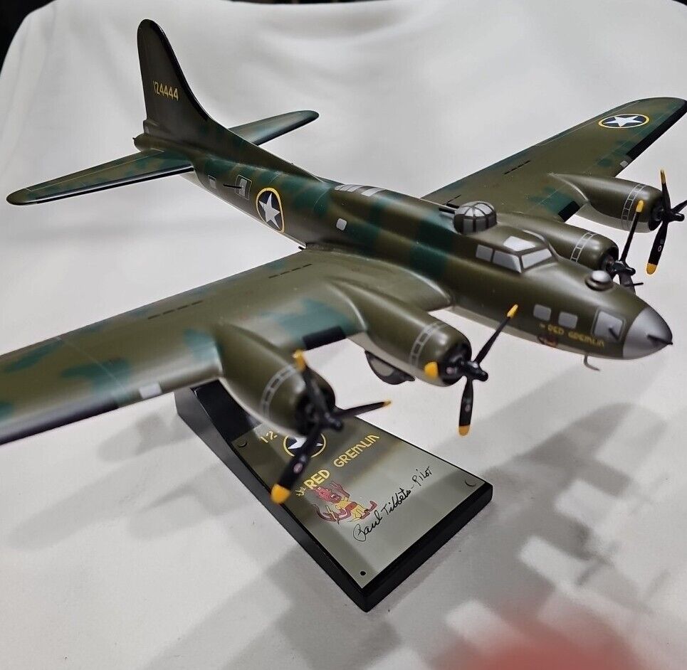 Signed Paul Tibbets Boeing B-17F Red Gremlin Danbury Mint Fortress Desk Model 