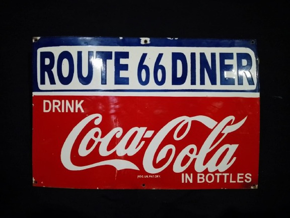Porcelain Route 66 Coca Cola Enamel Metal Sign Size 30\