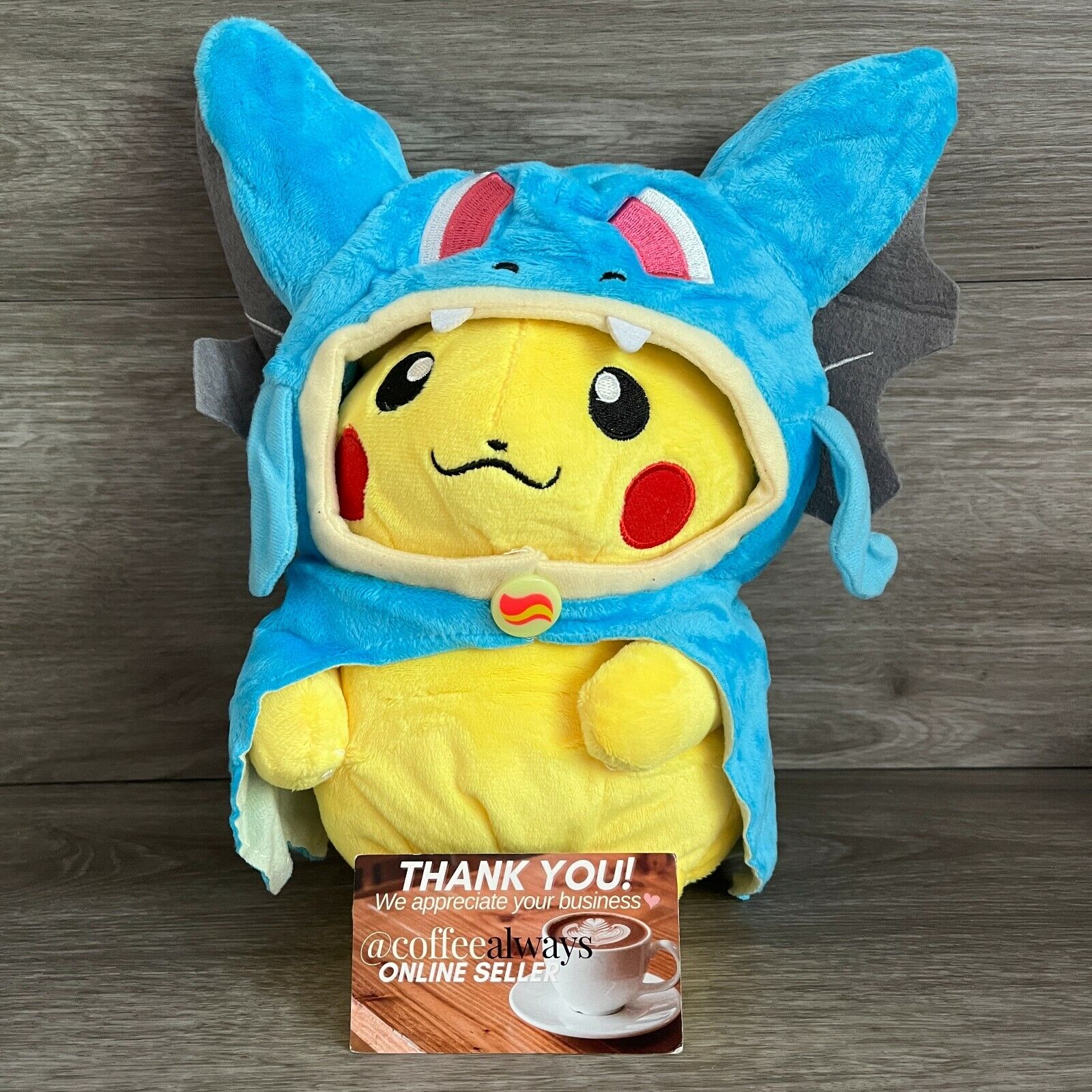 Pokemon Blue Gyarados Pikachu Poncho Costume Cosplay Plush NWOT