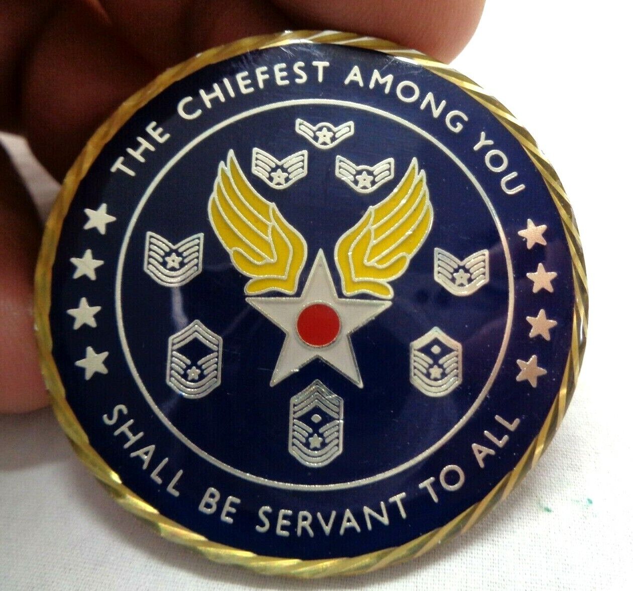 Air Combat Command The Chiefest Among You Shall Be Servant to All Challenge Coin