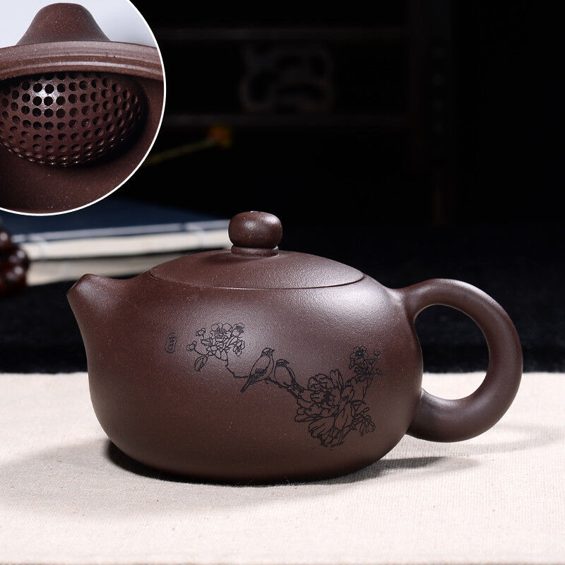Yixing Tea Pot Old Purple Grit Xishi Pot Ball Infuser Holes Handmade Zisha Pots