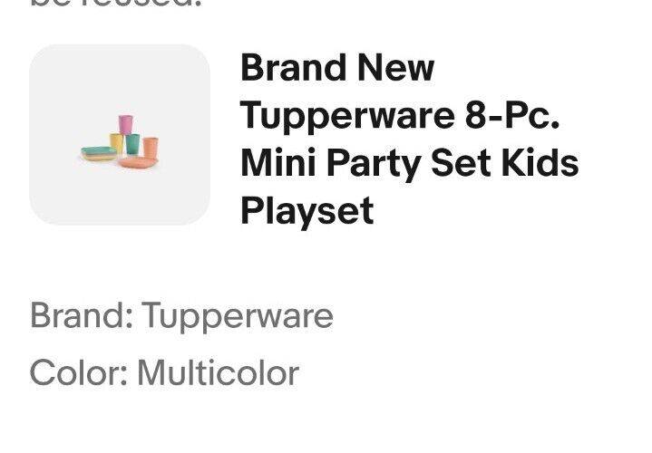 Brand New Tupperware 8-Pc. Mini Party Set Kids Playset
