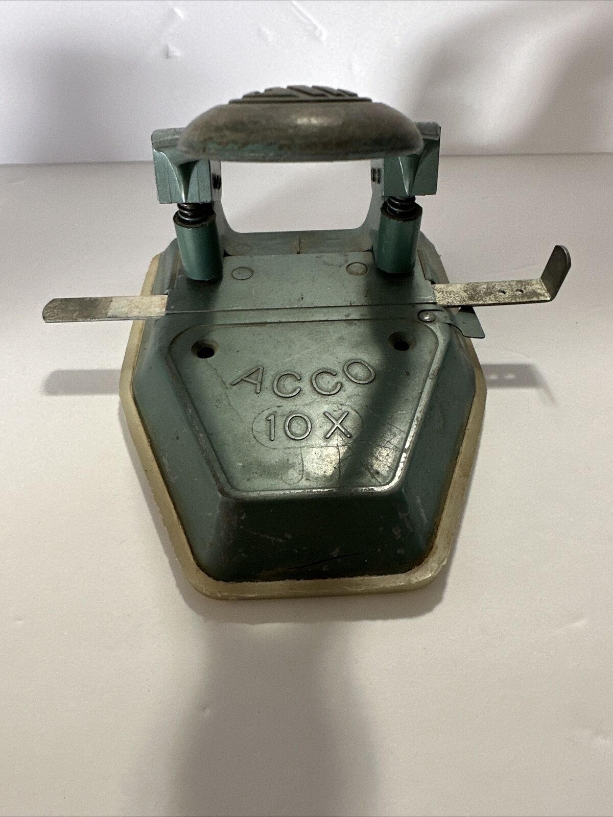 Vintage ACCO 10 S 2 Hole Punch Office Equipment Collectible Desktop ART DECO EUC