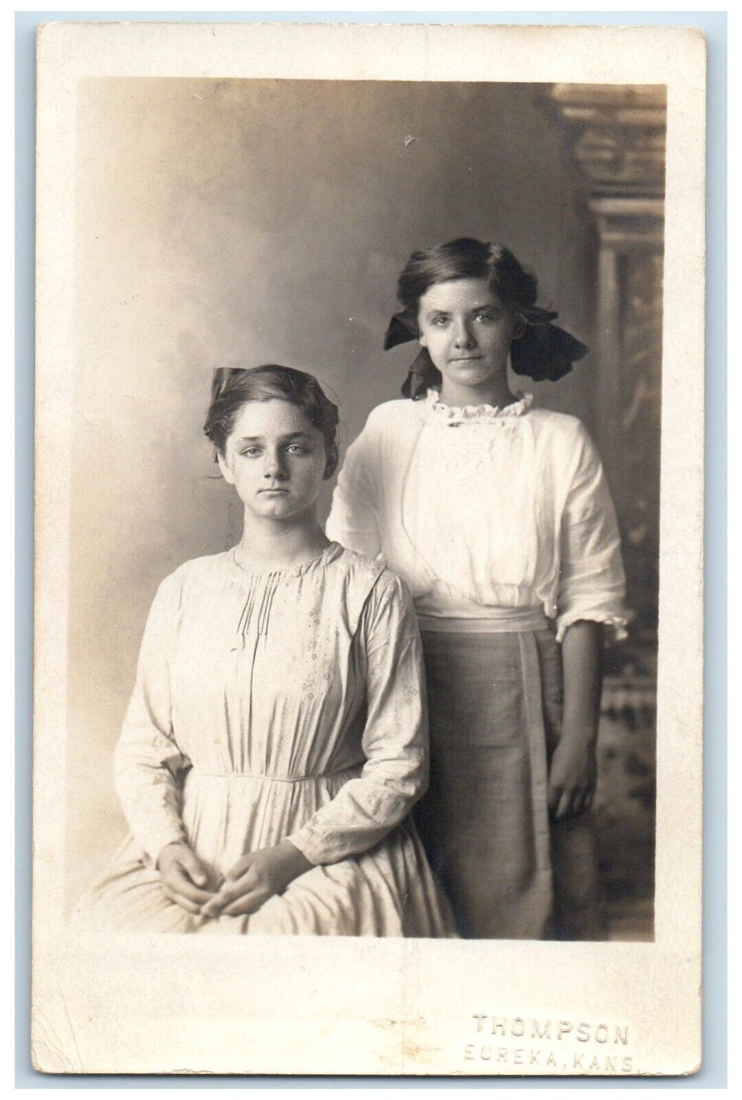 c1910\'s Pretty Girls Studio Thompson Eureka Kansas KS RPPC Photo Postcard