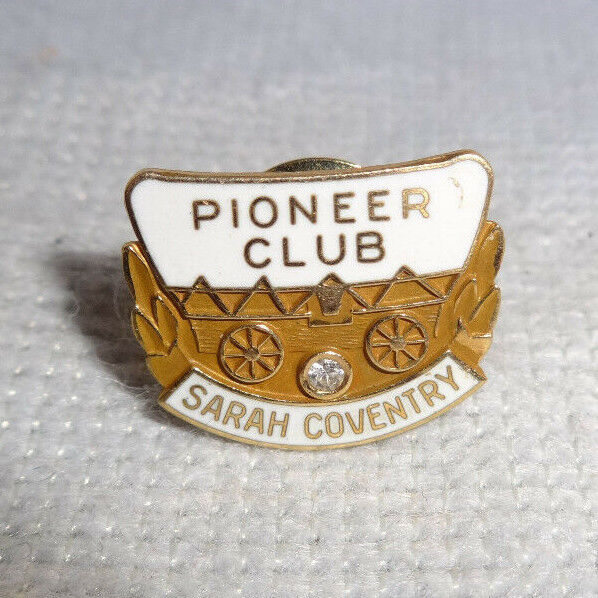 RARE Vintage SARAH COVENTRY 14 K Solid Gold PIONEER CLUB Pin With Diamond