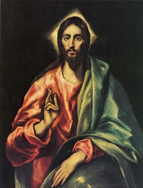 Oil El-Greco-Dominikos-Theotokopoulos-Saviour man portrait Jesus Christ canvas 