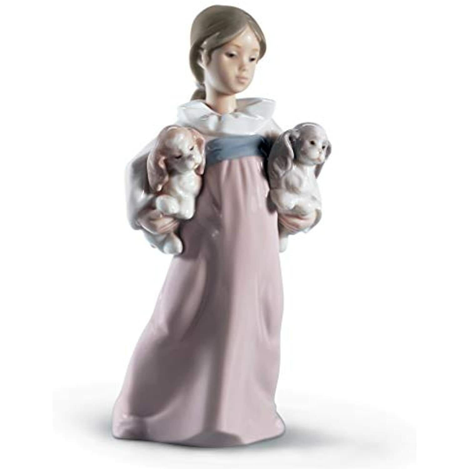 LLADRÓ Lladro Arms Full of Love Figurine Porcelain Girl Puppies Figure 01006419