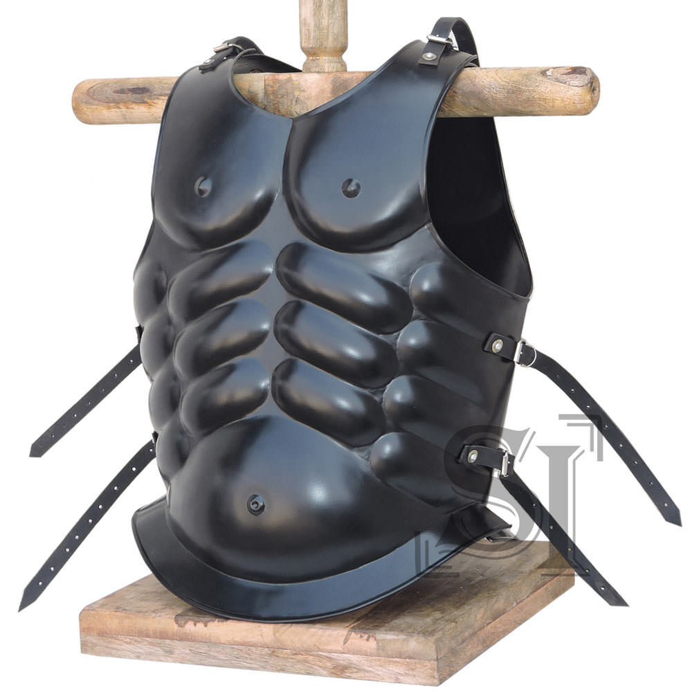 Medieval Roman Greek Muscle Body Armor Black, , Made of 16-gauge steel...