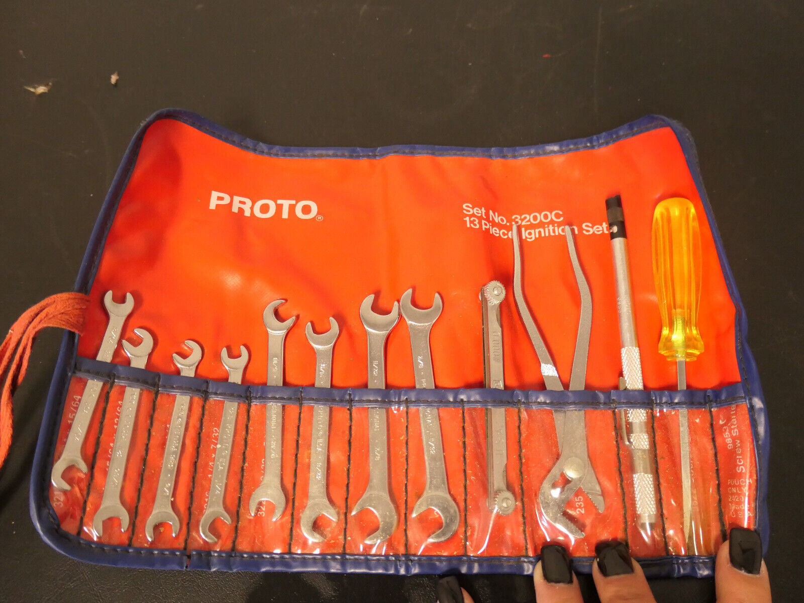 Vintage PROTO 13pc. #3200C SAE Ignition Wrench Set USA & Pouch NR