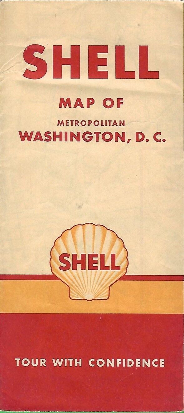 1946 SHELL OIL Road Map WASHINGTON DC Embassies Legations Alexandria Georgetown