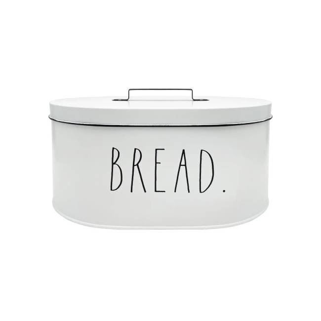 Rae Dunn Bread Box - Rustic White Metal -Large 15 x 8 x 10 Inches