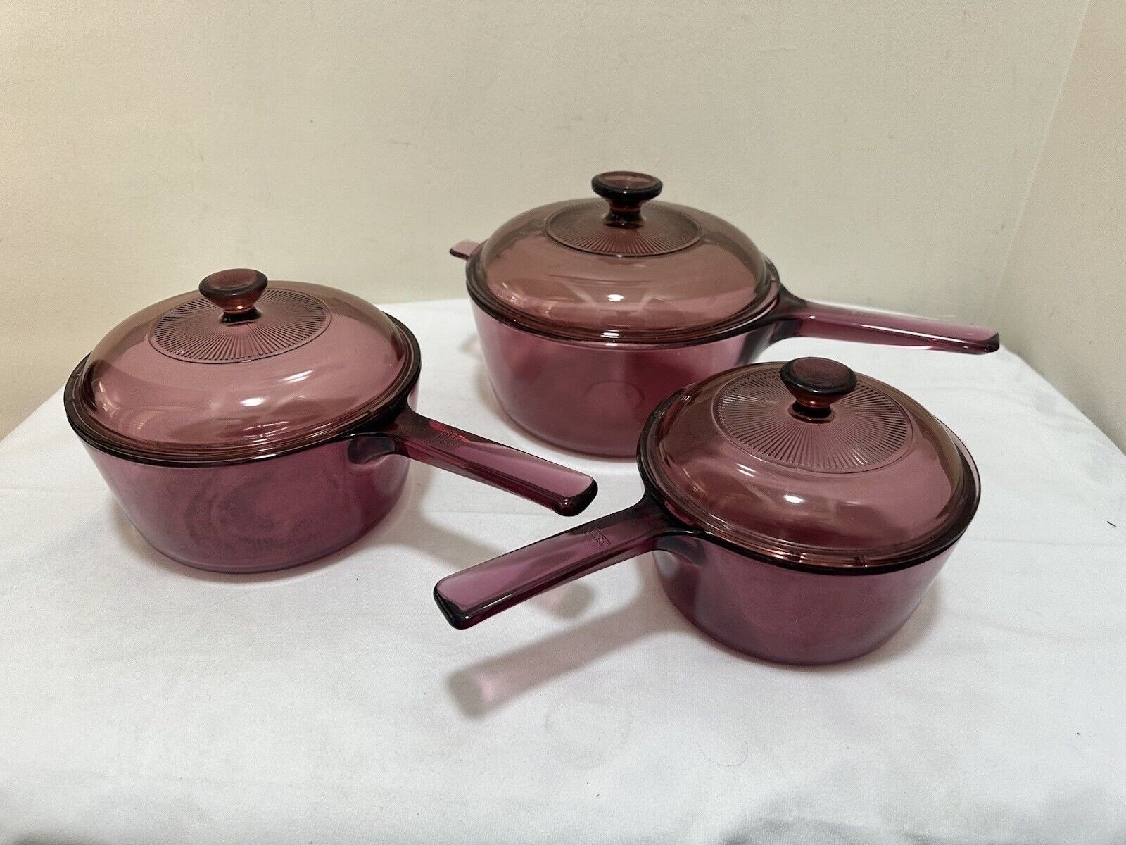 Visions Cookware Cranberry 6 Piece Set Made In USA Saucepans