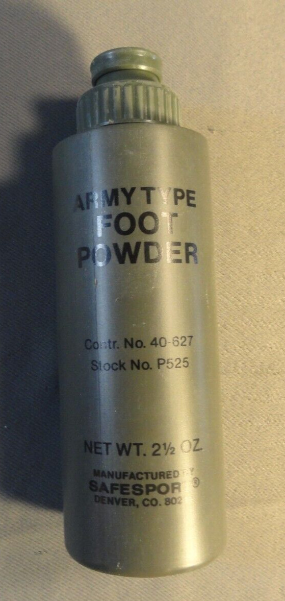 ORIGINAL 1970s VIETNAM USGI MILITARY Foot Powder 2.5 ounces Plastic Bottle P525