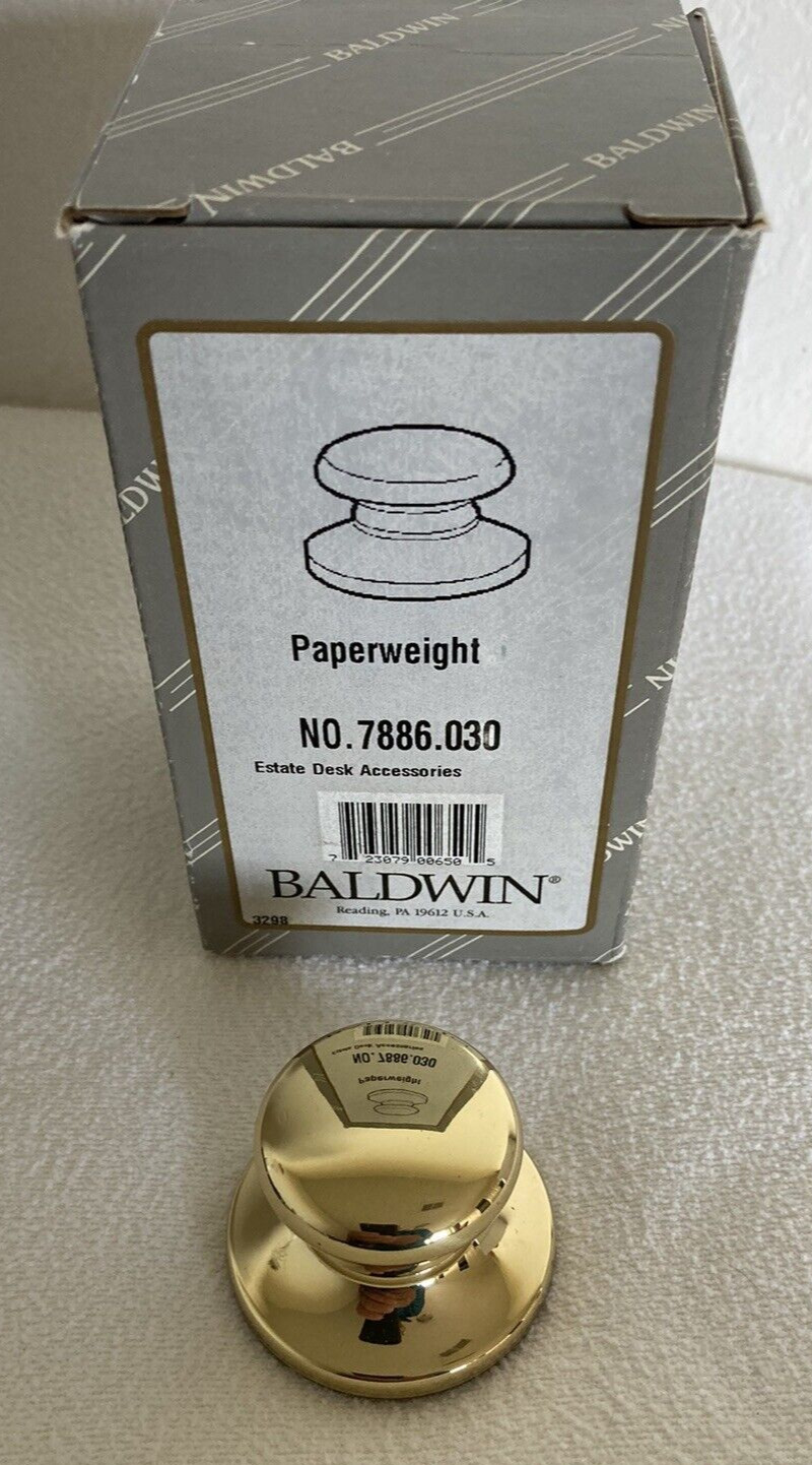 Baldwin Solid Brass Paper Weight Desk Office Accessory New With Original Box