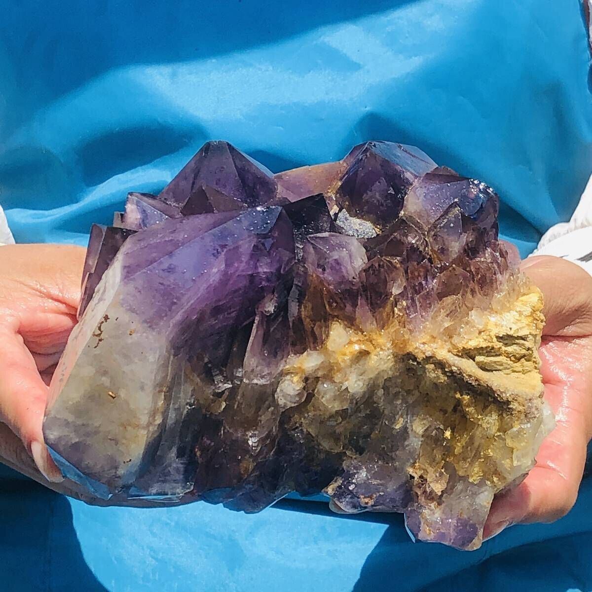 4.22LB Natural Amethyst Cluster Purple Quartz Crystal Rare Mineral Specimen 715