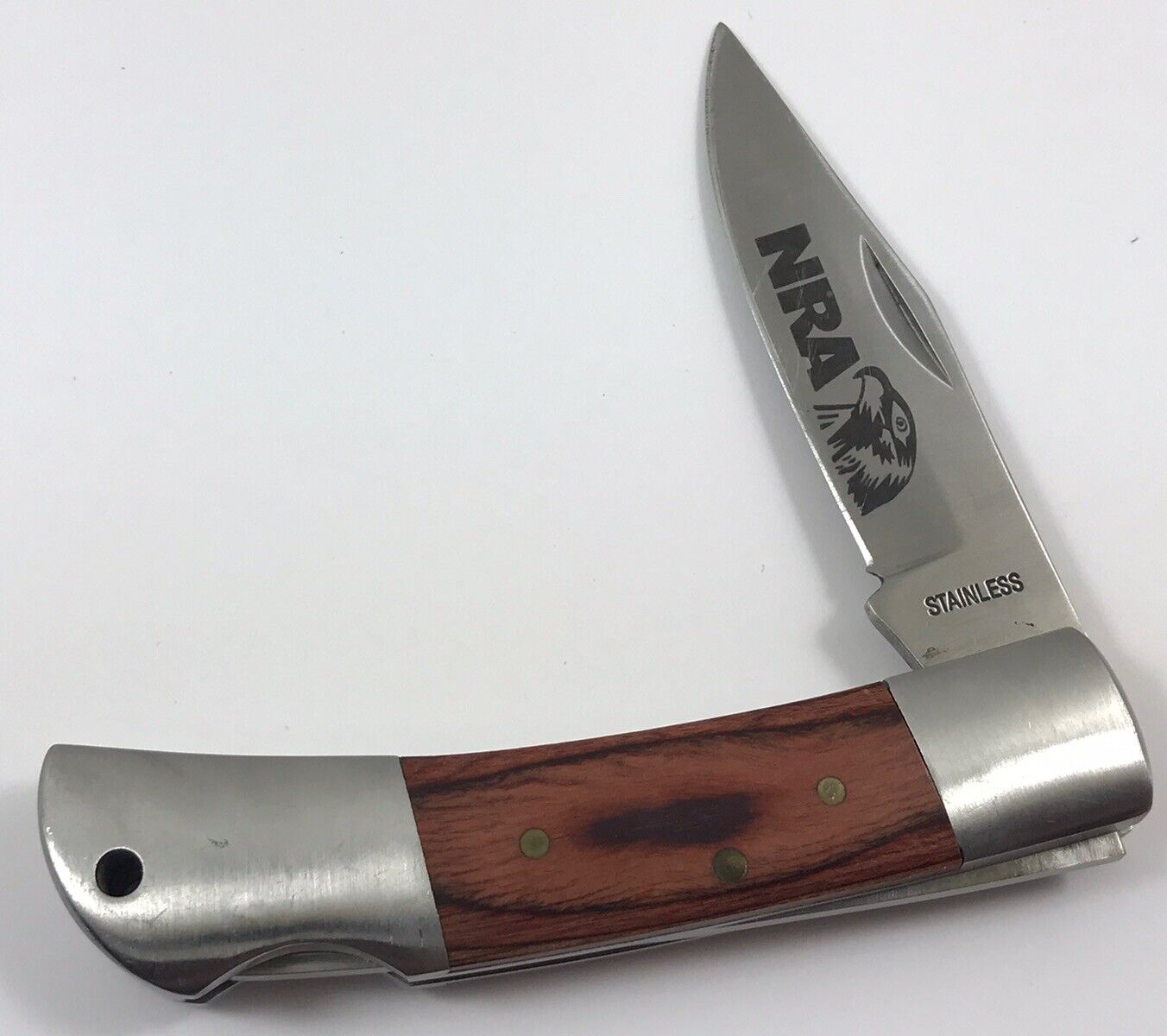 NRA Lockback Knife Wood Handles 440 Stainless 9860-N