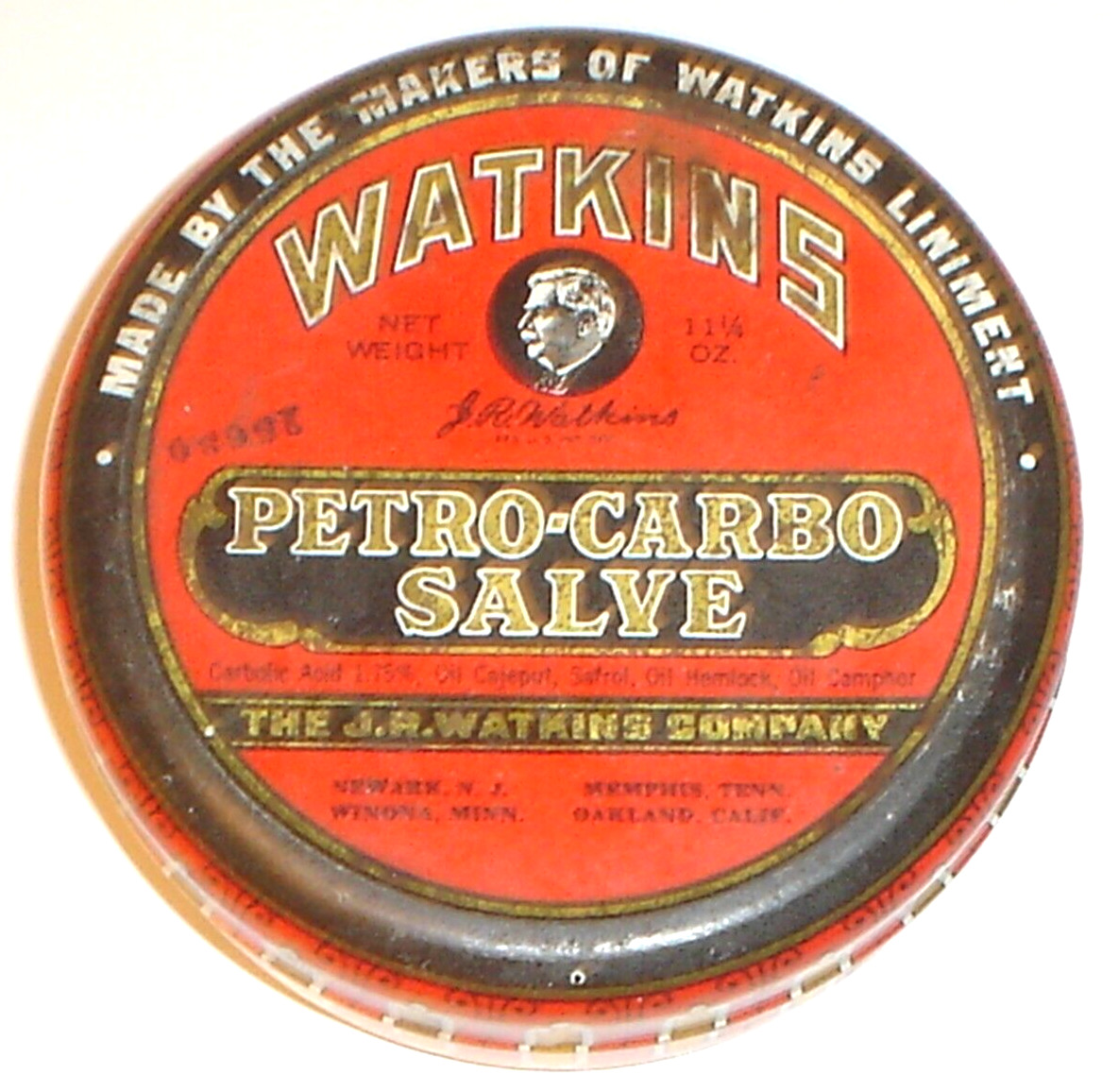 Vintage J.R. Watkins Petro-Carbo Salve \