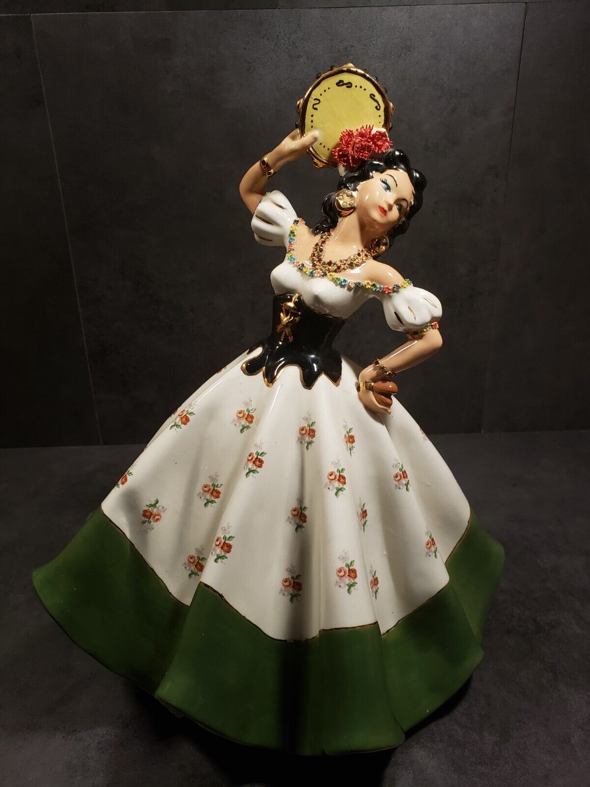Vintage Spanish Senorita Dancing Figurine with Jewels