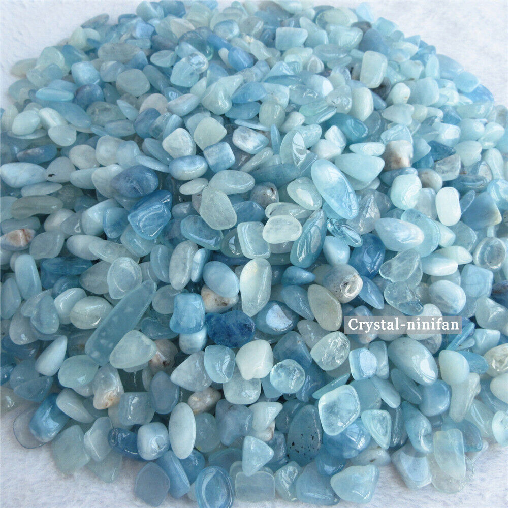 1/2lb Natural Tumbled Blue Aquamarine Quartz Crystal Bulk Stones Reiki Healing