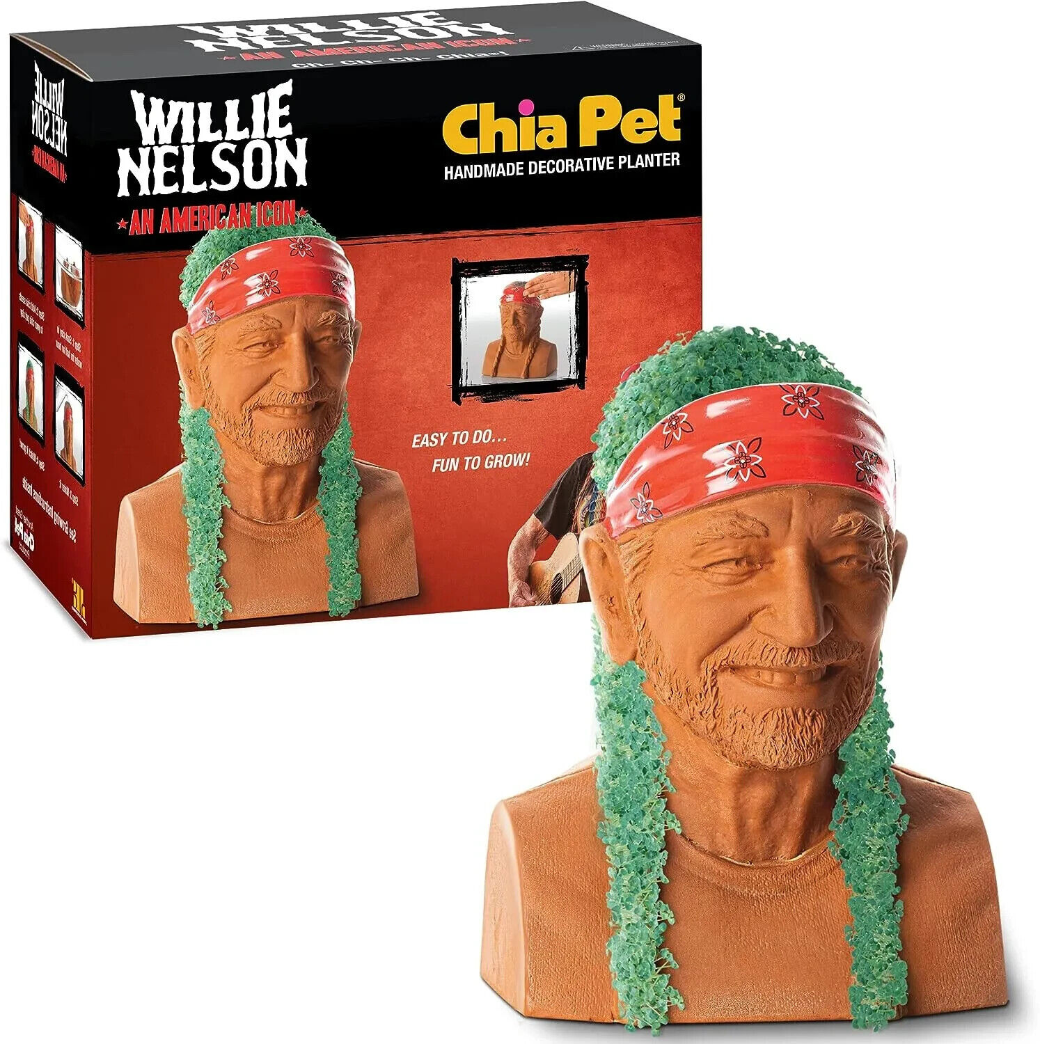Willie Nelson “An American Icon” Chia Pet Decorative Pottery Planter - NIB