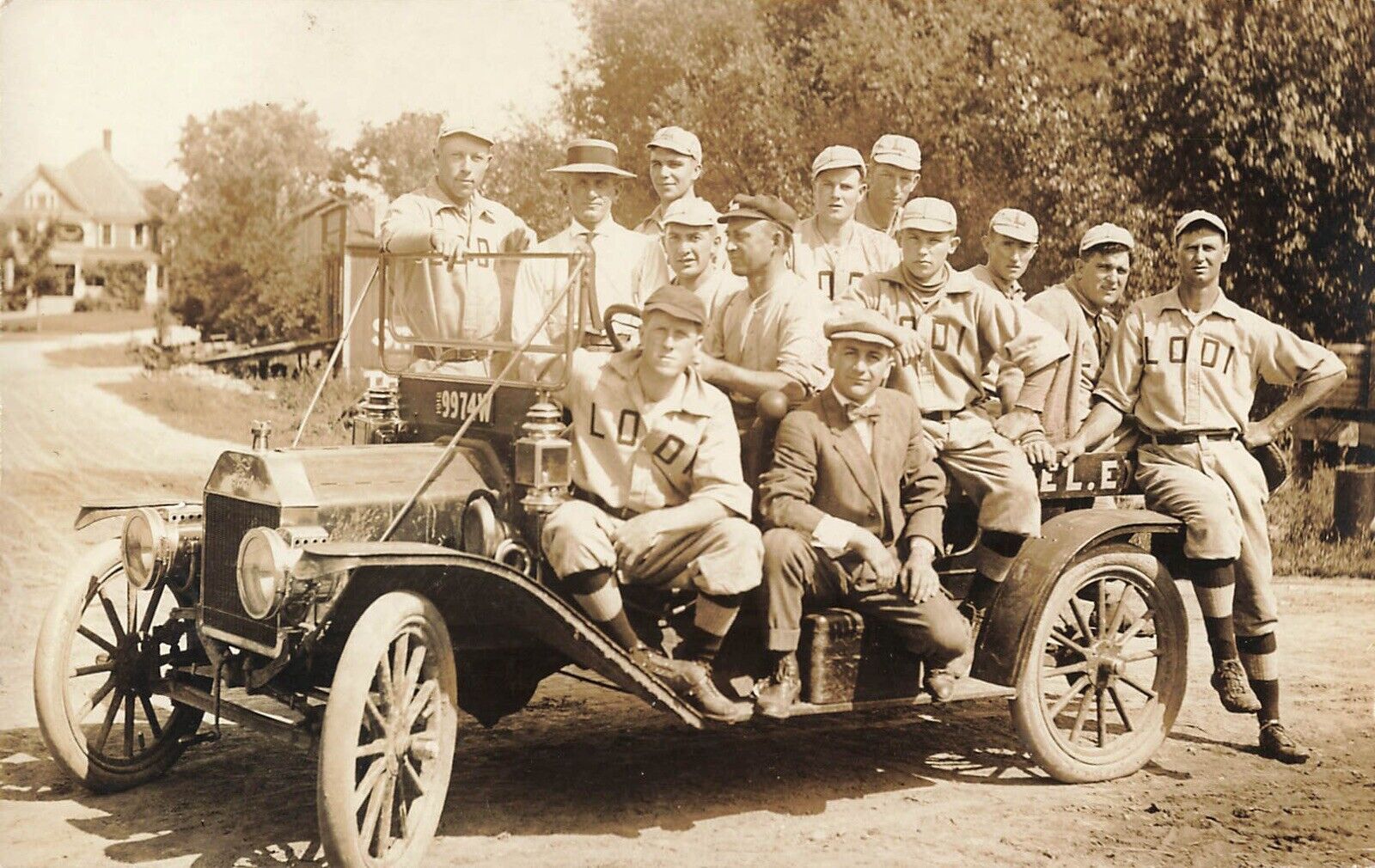 Rare 1912 LODI California RPPC Baseball Team Old Car real photo postcard CA WOW